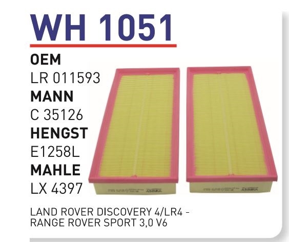 WH 1051 LAND ROVER DISCOVERY 4/LR4-RANGE ROVER SPORT TKM İKİLİ HAVA FİLTRESİ   LR011593 Hava Filtresi
