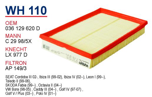 WH 110 VOLKSWAGEN POLO IV 1.4 16v 036 129 620 D Hava Filtresi