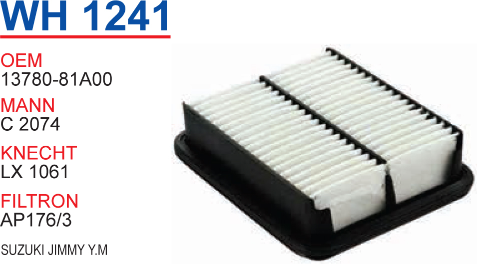 WH 1241 SUZUKi JiMMY Y.M 13780-81A00 Hava Filtresi