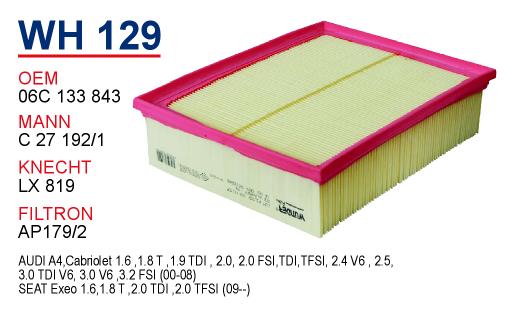 WH 129 VOLKSWAGEN PASSAT  07-AUDİ A4  01-08 06C 133 843 Hava Filtresi