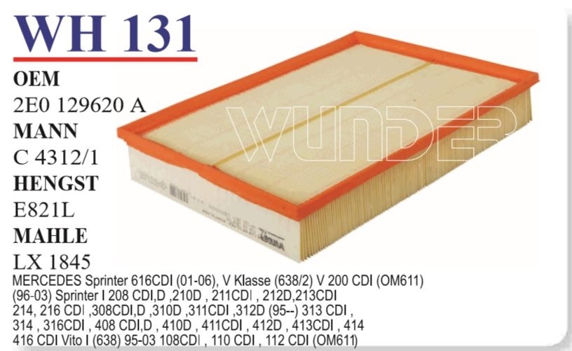 WH 131 MERCEDES SPRiNTER II Y.M 000 090 2651 Hava Filtresi