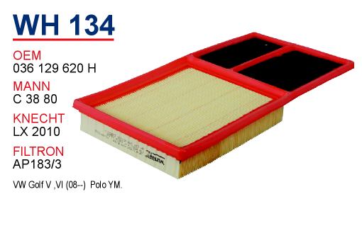 WH 134 VOLKSWAGEN POLO Y.M ÇANTA FİLTRE 036 129 620 H Hava Filtresi