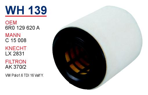 WH 139 VOLKSWAGEN POLO 1.6 TDİ   16 VALF  Y.M. 6R0 129 620A  Hava Filtresi