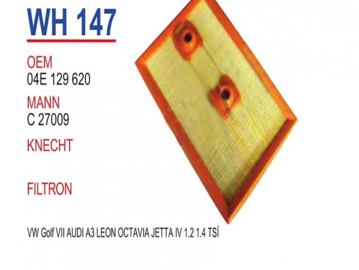 WH 147 VW GOLF VII-A3-LEON-OCTAVİA-JETTA IV 1,2-1,4 TSI 04E 129 620 Hava Filtresi