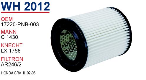 WH 2012 HONDA CRV  II  02-06 YUVARLAK TİP 17220-PNB-003 Hava Filtresi