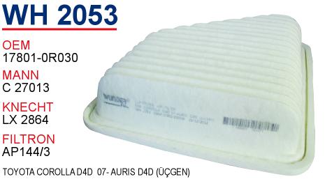 WH 2053 TOYOTA COROLLA D4D  07- AURiS D4D (ÜÇGEN) 17801-0R030 Hava Filtresi