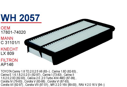 WH 2057 TOYOTA CARiNA 97  17801-74020 Hava Filtresi