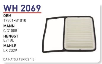 WH 2069 DAIHATSU TERIOS 1.3/1.5 MOTOR 06-13 17801-B1010 Hava Filtresi
