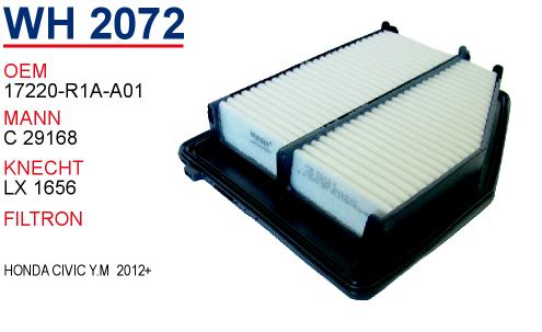 WH 2072 HONDA CiViC IX 1.6 VTEC 1.8 VTEC   2012-> 17220-R1A-A01 Hava Filtresi