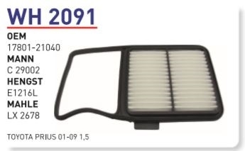 WH 2091 TOYOTA PRİUS 01-09 1,5  17801-21040 Hava Filtresi
