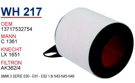 WH 217 BMW 3 SERİE E90 - E91 - E92 1.8i                          N43-N45-N46 13717532754 Hava Filtresi
