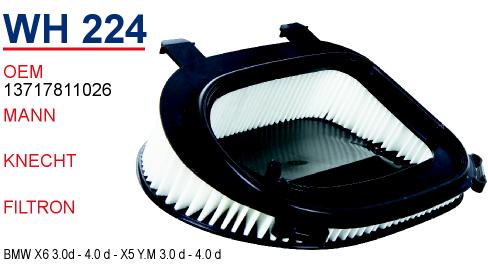 WH 224 BMW X6 3,0d-4,0d BMW X5 Y.M 3,0d-4,0d   13717811026 Hava Фильтрsi