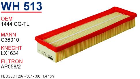 WH 513 CITROEN C4 1.4 16v 1444.CQ Hava Filtresi