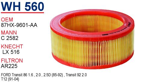 WH 560 FORD TRANSiT T-12 87HX-9601-AA Hava Filtresi