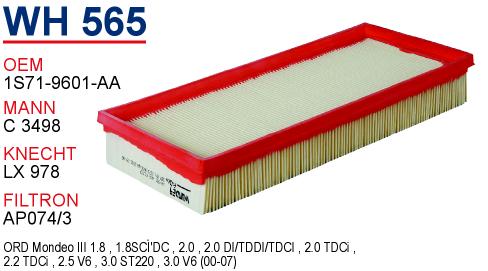 WH 565 FORD MONDEO III 00- 1S71-9601-AA Hava Filtresi