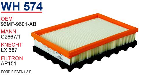 WH 574 FORD FİESTA 1.8 D 96MF-9601-AB Hava Filtresi
