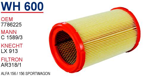 WH 600 ALFA 156 / 156 SPORTWAGON 7786225 Hava Filtersi