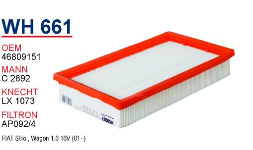 WH 661 FiAT STiLO - BRAVO Y.M 46809151 Hava Filtresi