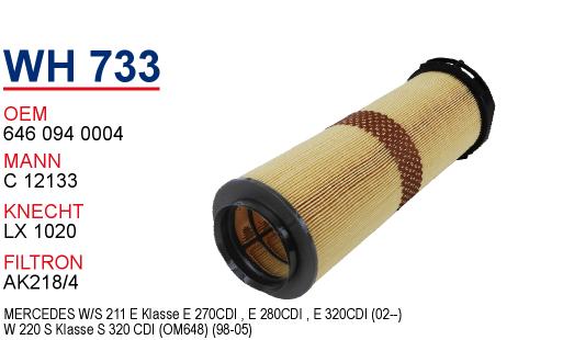 WH 733 MERCEDES C 200 CDI - CLC 220 CDI 646 094 0004 Hava Filtresi