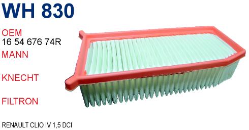 WH 830 RENAULT CLİO IV 1,5 DCİ BEYAZ ÖZEL KAĞIT 165467674R Hava Filtresi