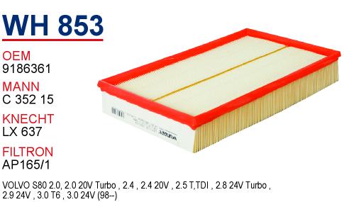 WH 853 VOLVO S 80 2.0 20 V TURBO 9186361 Hava Filtresi