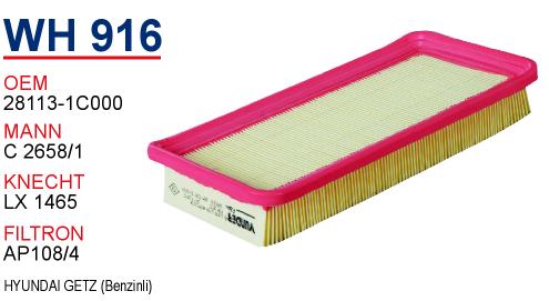 WH 916 HYUNDAi GETZ 28113-1C000 Hava Filtresi