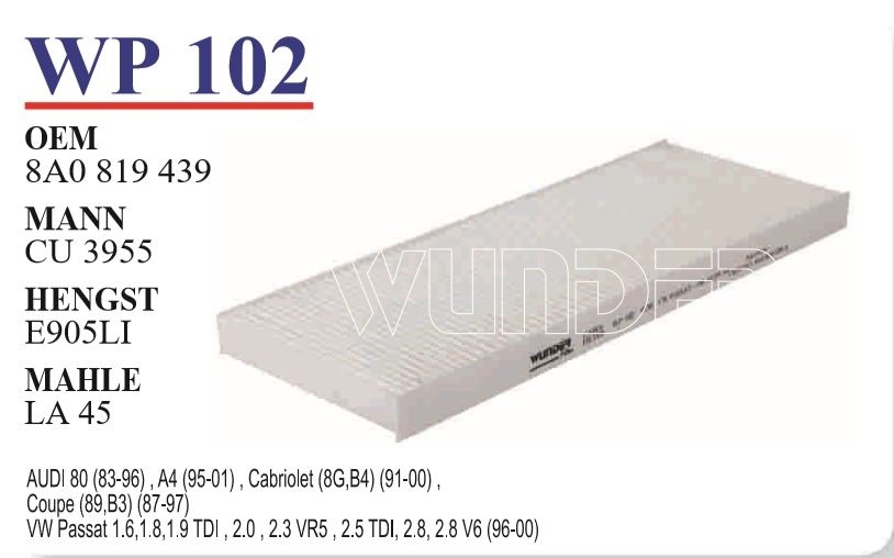 WP 102 VOLKSWAGEN PASSAT 96    8A0 819 439 Polen Filtresi