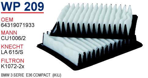 WP 209 BMW 3 SERiE  E46 COMPACT  (iKiLi) 64319071933 Polen Filtresi