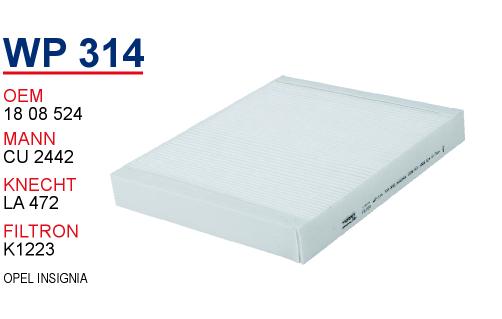 WP 314 OPEL İNSİGNİA ASTRAJ CRUZE KLİMA 18 08 524 Polen Filtresi