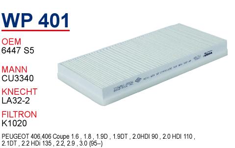 WP 401 PEUGEOT 406    6447.S5 Polen Filtresi