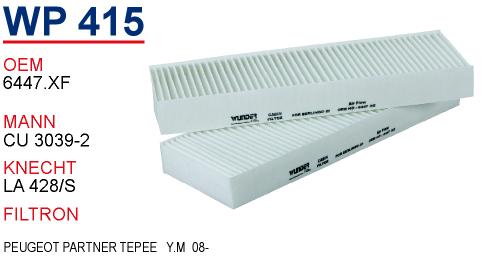 WP 415 PEUGEOT PARTNER TEPEE   Y.M 12- 1444.XF Polen Filtresi