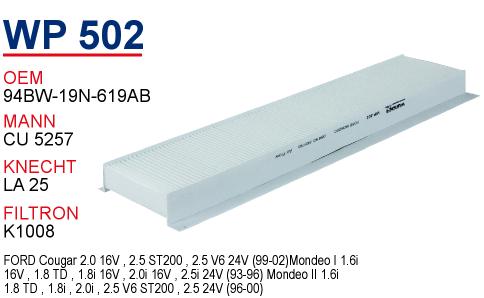 WP 502 FORD MONDEO   94BW-16N-619AB Polen Filtresi