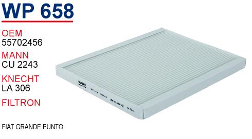 WP 658 FiAT GRANDE PUNTO 55702456 Polen Filtresi