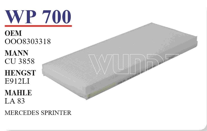 WP 700 VOLKSWAGEN LT 35 - VOLT 2D0 819 638 Polen Filtresi