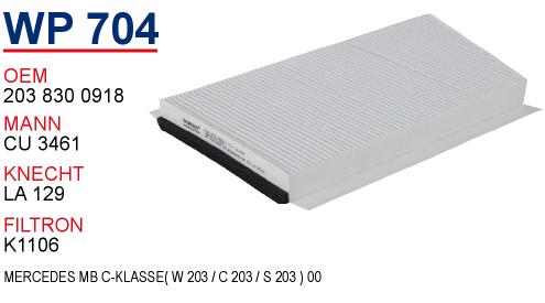 WP 704 MERCEDES 203 KASA C - CLK KLASS  2038300918 Polen Фильтрsi