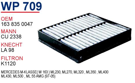 WP 709 MERCEDES 163 KASA  ML 320 - ML 230 - ML 430 1638350047 Polen Filtresi