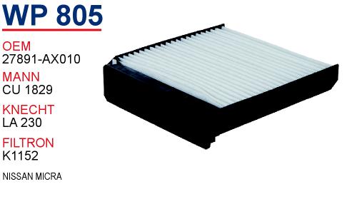 WP 805 RENAULT CLiO III 82 01 370 532 Polen Filtresi