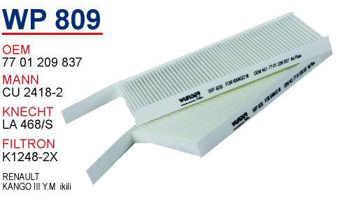 WP 809 OPEL MOVANO B KLİMA FİLTRESİ 44 19 683 Polen Filtresi