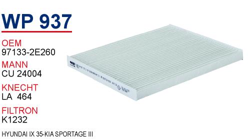 WP 937 HYUNDA İX 35-KİA SPORTAGE III 97133-2E260 Polen Filtresi