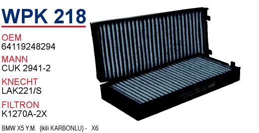 WPK 218 BMW X5 Y.M  (İKİLİ KARBONLU)-   X6 64119248294 Polen Фильтрsi