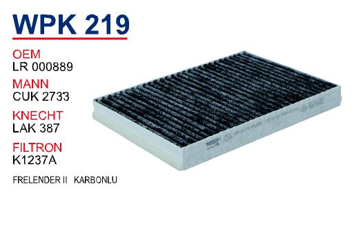WPK 219 FRELENDER II  POLEN FILTRESI KARBONLU LR000889 Polen Фильтрsi