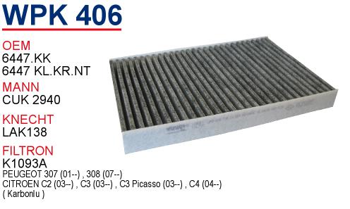 WPK 406 CITROEN  C4   (KARBONLU) 6447 KL.KR.NT Polen Filtresi