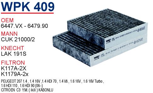 WPK 409 CITROEN  C3  Y.M. KARBONLU 6447.VY Polen Filtresi