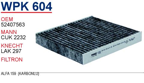 WPK 604 ALFA 159  (KARBONLU) 52407563 Polen Filtersi