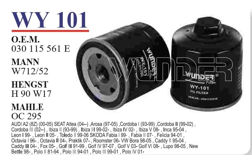 WY 101 VOLKSWAGEN  POLO - LUPO VIDALI 030115561E Yağ Filtresi