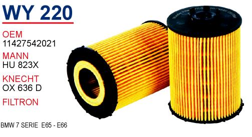 WY 220 BMW 7 SERiE  E65 - E66   N62 11427542021 Yağ Filtresi
