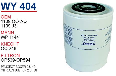 WY 404 FiAT DUCATO 2.8 JTD 71718765 Yağ Filtresi