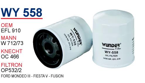 WY 558 FORD MONDEO III - FİESTA V - FUSİON EFL 910 Yağ Filtresi