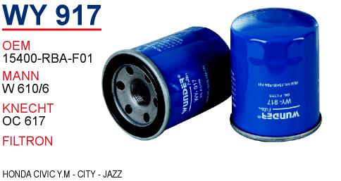 WY 917 HONDA CİVİC Y.M - CiTY - JAZZ 15400-RBA-F01 Yağ Filtresi